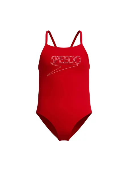 Kostium kąpielowy jednoczęściowy dziewczynka Speedo Endurance+ Logo czerwony