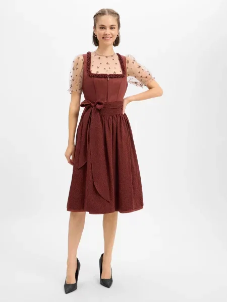 Krüger Dirndl Sukienka dirndl dla kobiet z dodatkiem lnu Kobiety 36 brązowy