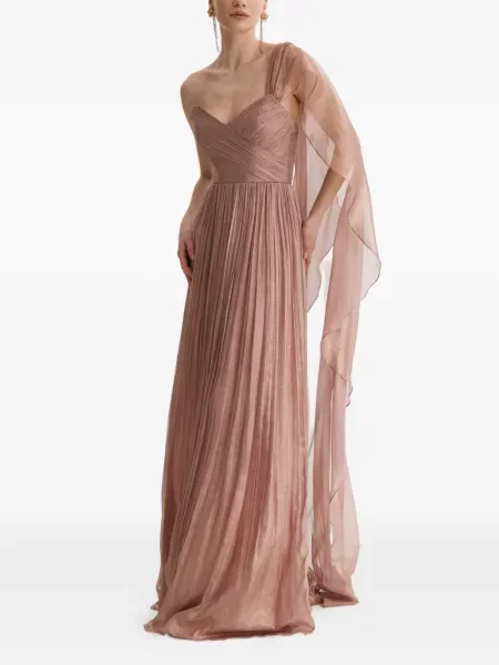 Rochie maxi Framboise cu un umăr gol roz