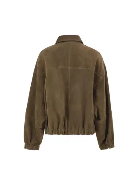 Kurtka bomber Brunello Cucinelli zamszowy zielony