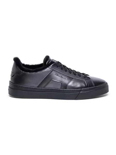 Sneakersy Santoni skórzane na sprzączkę szare