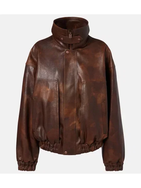 Kurtka skórzana Magda Butrym brązowa