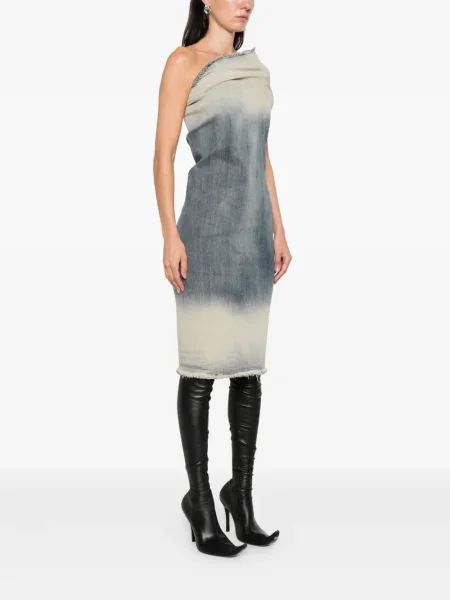 Rochie mini Rick Owens cu un umăr gol de costum albastru