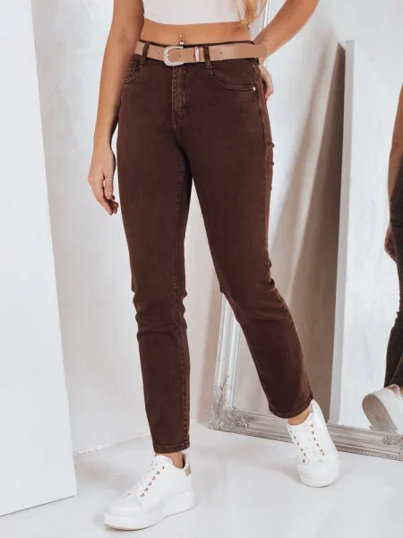 Jeansy slim tapered Dstreet brązowe