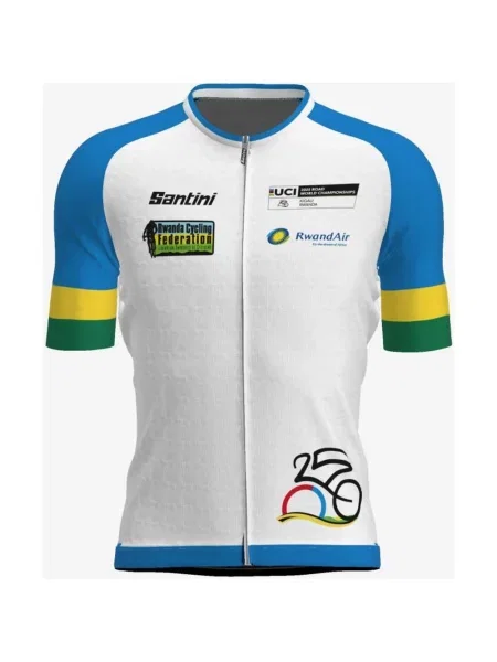 Koszulka rowerowa Santini UCI Road World Championships Visit Rwanda niebieski S biały