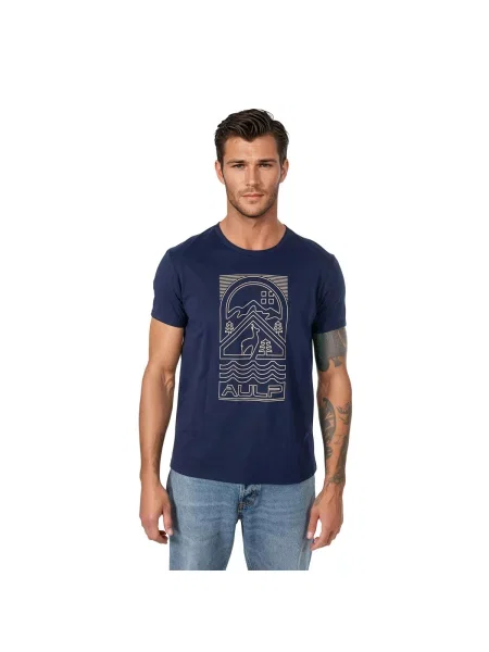 T-shirt AULP BOGUS komfortowy lekki prosty krój niebieska