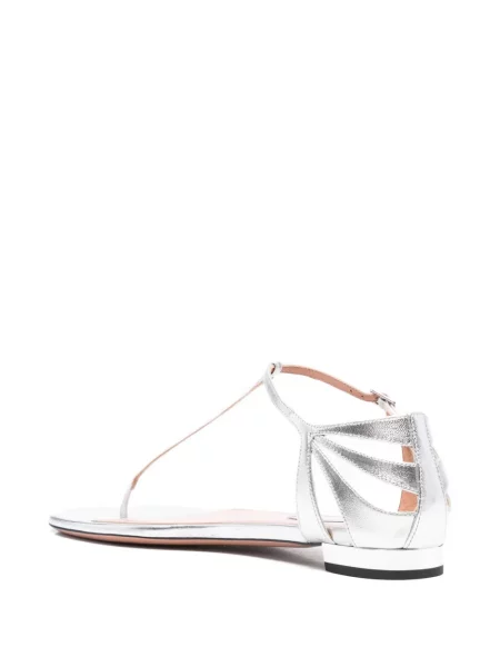 Sandale Aquazzura din piele fără toc argintiu