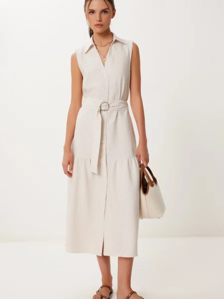 Happiness İstanbul Rochie tip bluză crem alb