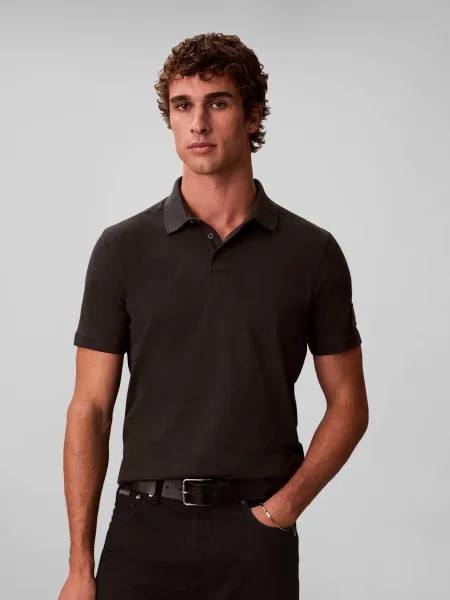 Tricou polo Calvin Klein Jeans clasic negru
