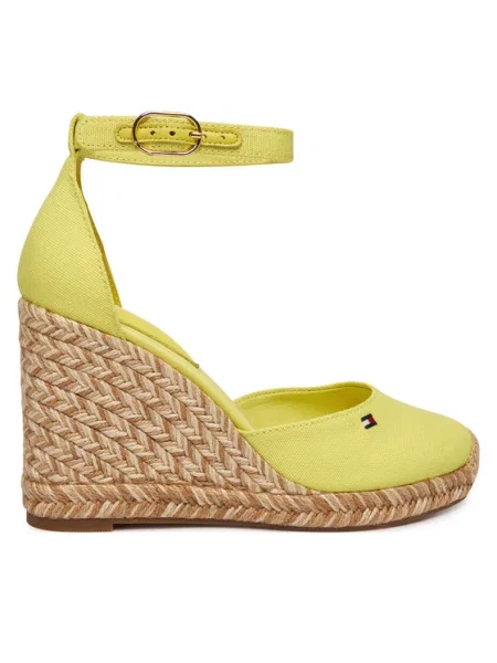 Tommy Hilfiger espadryle na koturnie FLAG HIGH WEDGE ESPAD CLOSED TOE żółte