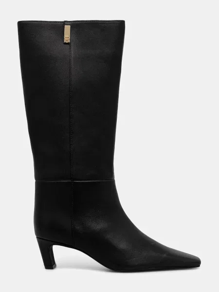 Tommy Hilfiger ghete de piele SQUARE TOE KITTEN LONG negru