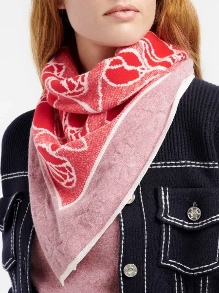 Fular Barrie cu model floral roșu