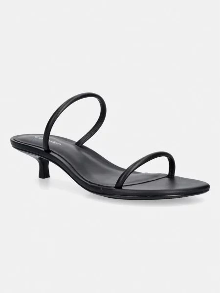 Calvin Klein szandál tűsarok bőr KITT HEEL SNDL DOUBLE STRAP LTH fekete