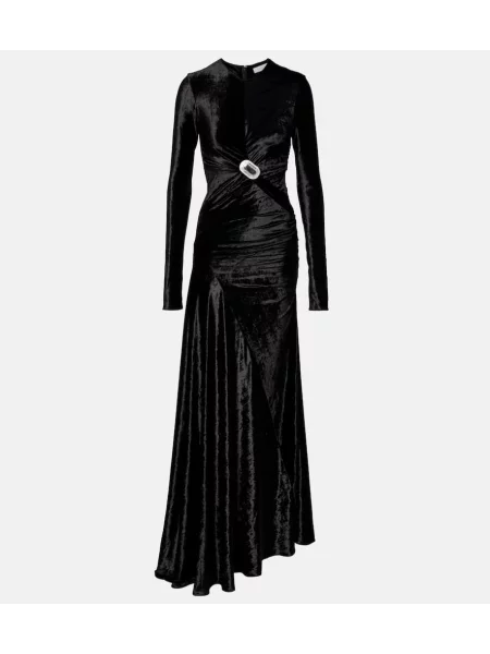 Rochie Rabanne de catifea drapată negru