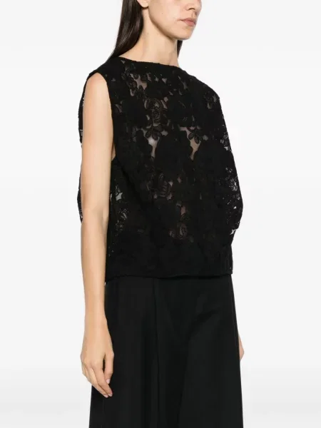 Top Simone Rocha fără mâneci din dantelă negru
