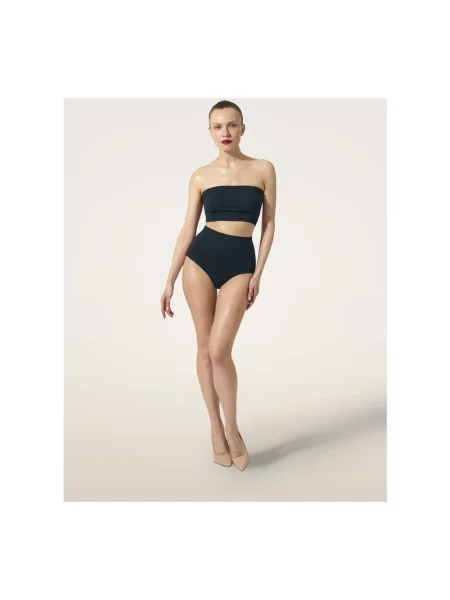 Top Wolford skórzany niebieski