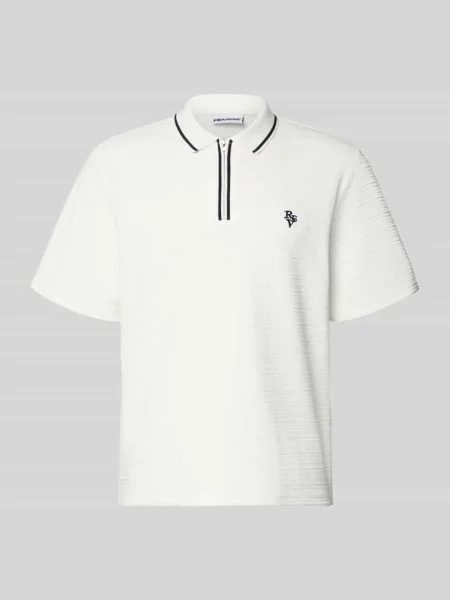 Koszulka polo o kroju regular fit z zamkiem błyskawicznym i wyhaftowanym logo Review biała