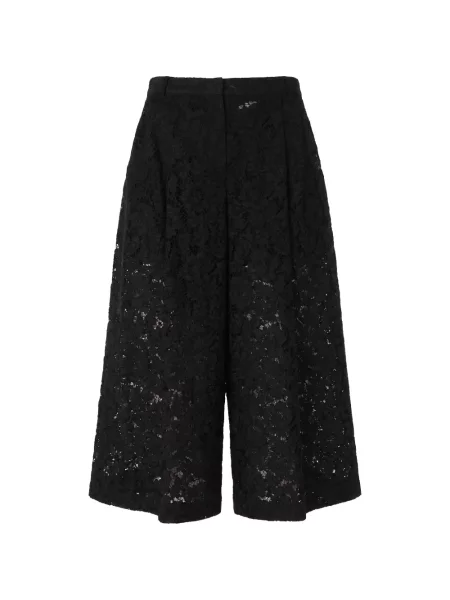 Pantaloni Valentino Garavani cu model floral din dantelă negru