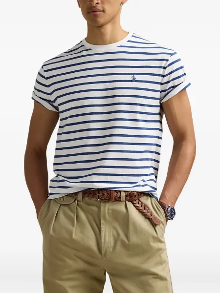 Дълго мрежеста тениска Polo Ralph Lauren с кръгло деколте зелено