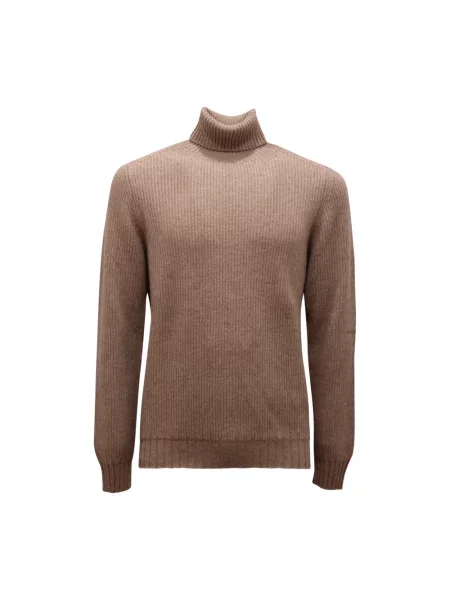 Sweter z golfem Alpha Studio z kaszmiru beżowy