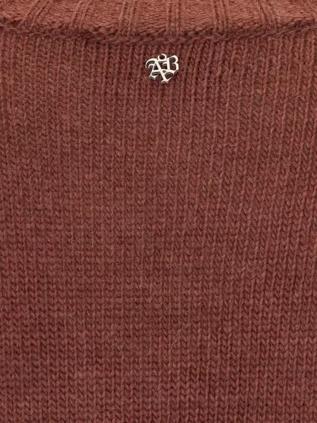Пуловер Aniye By с протрити краища с V-образно деколте кафяво