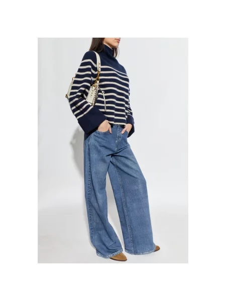 Sweter z golfem Rag & Bone wełniany do golfa niebieski