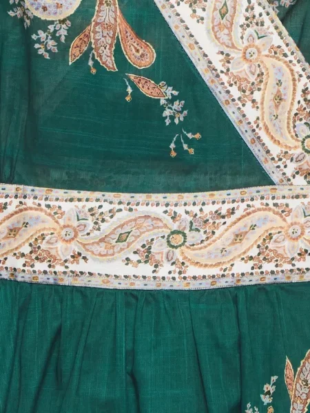 Rochie mini Zimmermann cu model paisley plic verde