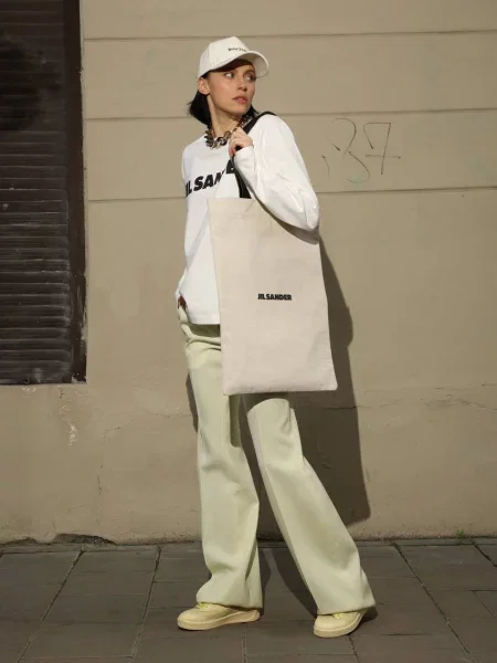 Штани кльош з вовни Jil Sander жовті
