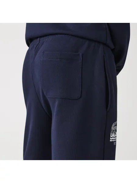 Lacoste Spodnie Dresowe Z Nadrukiem Tapered Fit granatowe