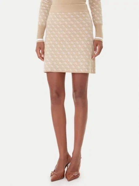Spódnica mini z dodatkiem wełny model ‘AUBREY’ Guess beżowa