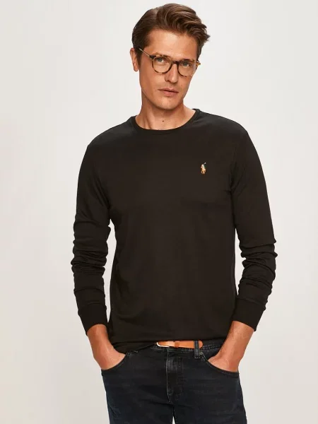 Bluzka z długim rękawem Polo Ralph Lauren z długim rękawem czarna