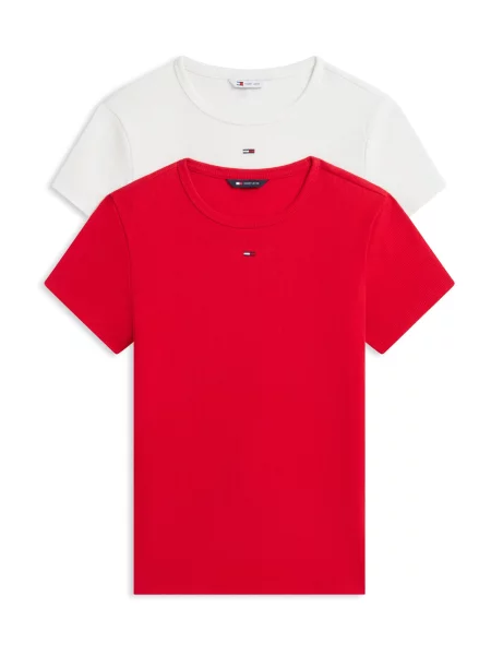 Tommy Jeans Tricou ESSENTIAL ecru roșu