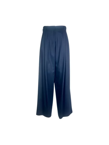 Spodnie Max Mara Studio wełniane niebieskie