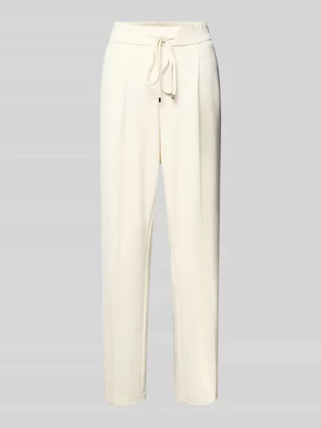 Spodnie materiałowe z elastycznym pasem model ‘Myriel’ Stehmann białe