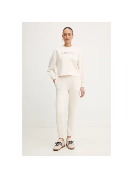 Spodnie dresowe Armani Exchange z logo beżowe