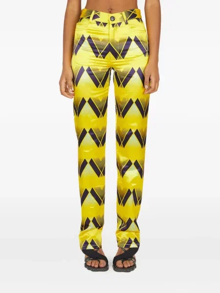 Pantaloni Meryll Rogge din satin cu imagine galben