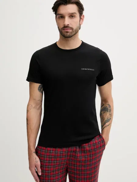 Домашна тениска от Emporio Armani Underwear 2 броя с изчистен дизайн черно