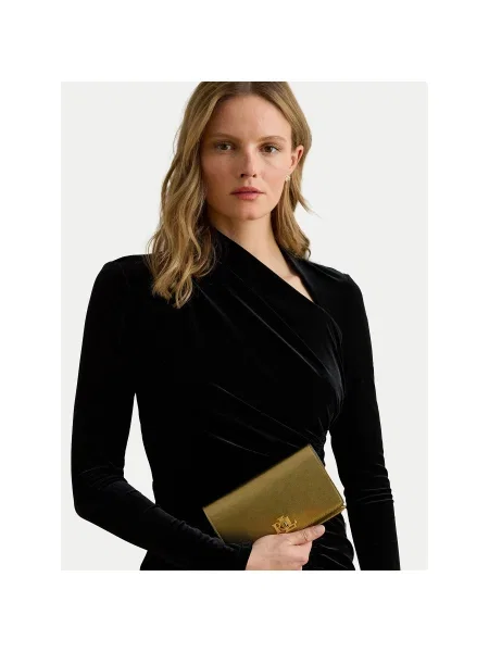 Кожена чанта Lauren Ralph Lauren златисто