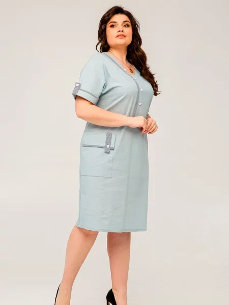 Лляна Сукня міді All Posa блакитний