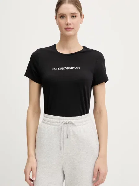 Emporio Armani Underwear kratka majica z bombažem črna