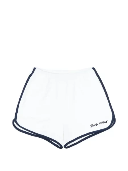 Pantaloni scurți Sporty & Rich cu broderie din material terry alb