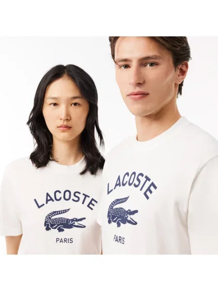 Lacoste T-Shirt Z Nadrukiem biała