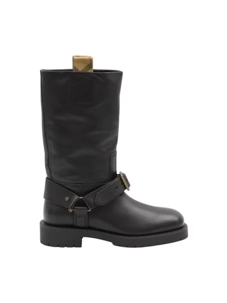 Kozaki Burberry skórzane czarne
