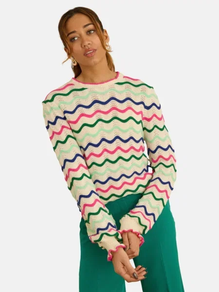 Love & roses Pulover crem fucsia verde