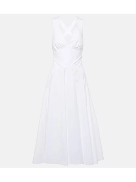 Sukienka midi Alaïa do kolan popelinowa garniturowa biała