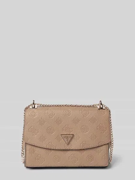 Torba na ramię z fakturowanym wzorem z logo model ‘CRESIDIA’ Guess brązowa