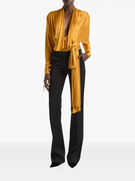 Pantaloni Balmain din satin negru
