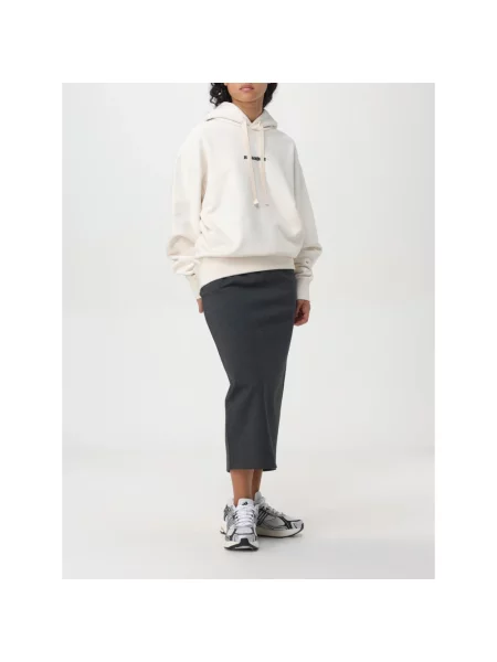Bluza z kapturem Jil Sander z kapturem z logo beżowa