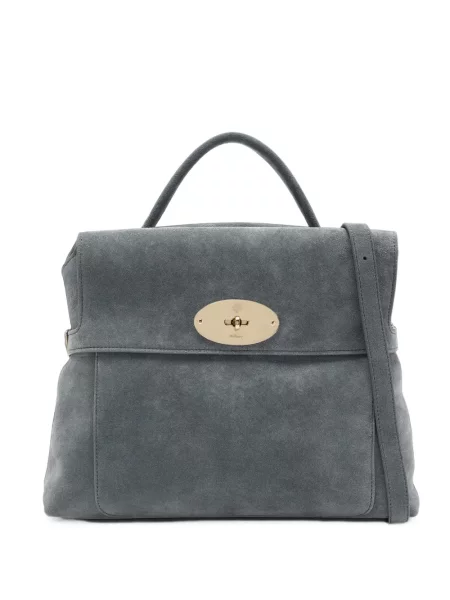 Geantă shopper Mulberry din piele de căprioară gri