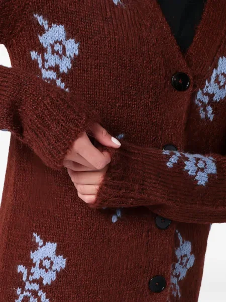 Cardigan Jil Sander cu model floral cu imagine maro